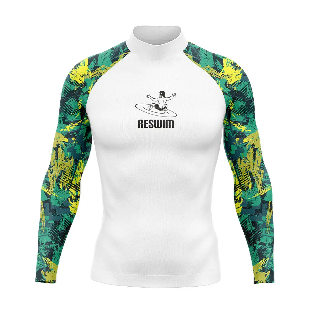 2023 Men's Rash Guard Surfing Diving Swimwear Long Sleeve T-shirts UV Protection Swimsuit Swimming Shirt Beach Clothes Rashguard