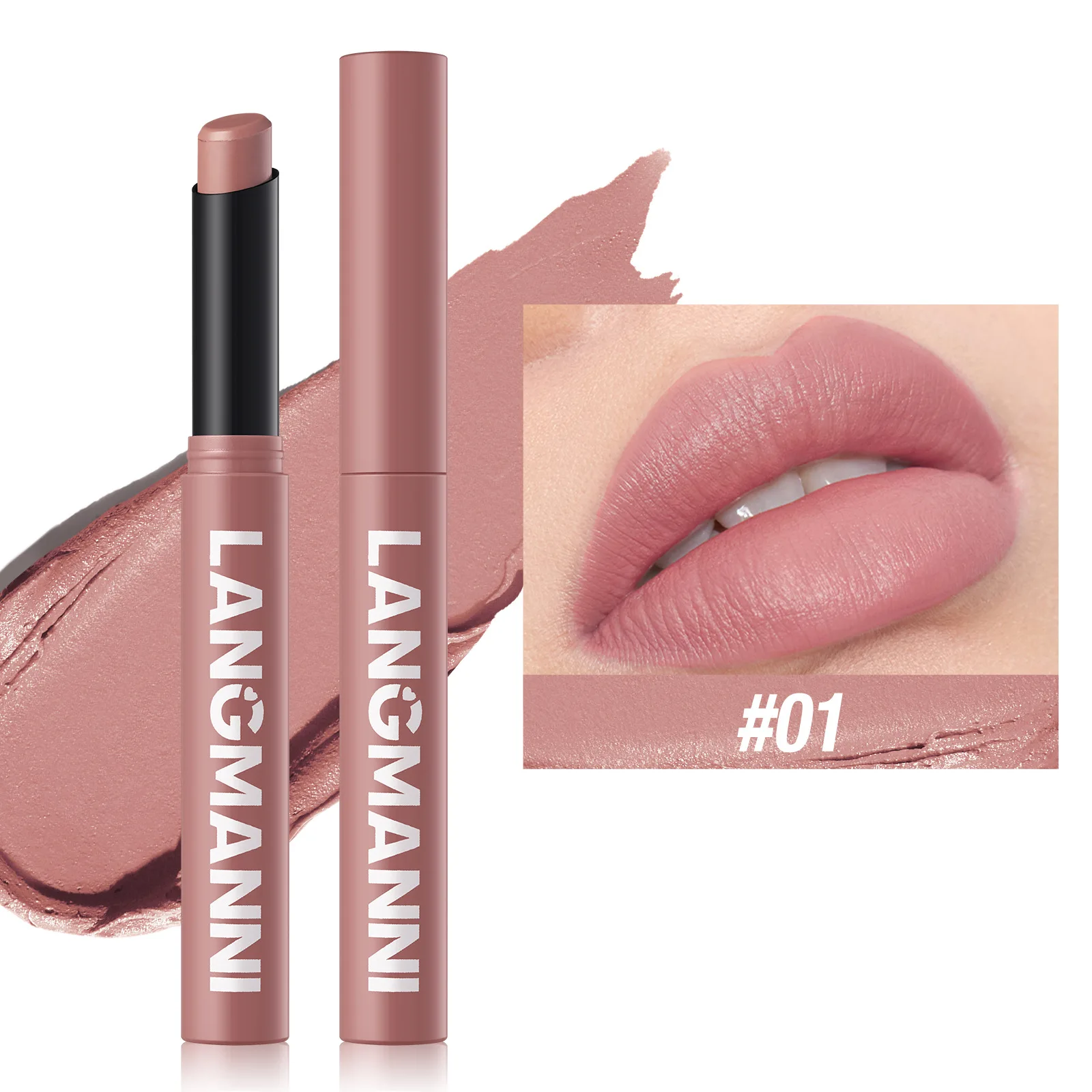 thumbnail image 1 of New 12 Color Lipstick Stick Matte Velvet Smooth Texture Moisturizing Waterproof Long-lasting Non Fading Professional Lipstick 2g, 1 of 5