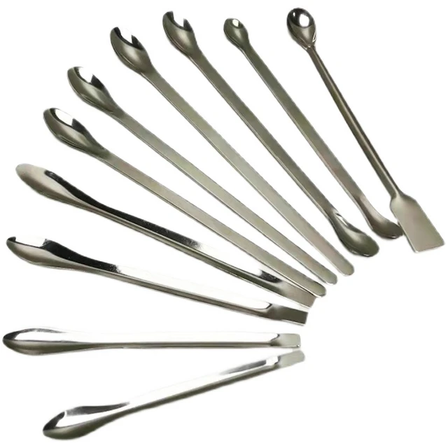 12Pcs Stainless Steel Lab Spoon Spatula Laboratory Sampling Spoon Mixing  Spatula Micro Spatula Scoop Household Items Kitchen - AliExpress