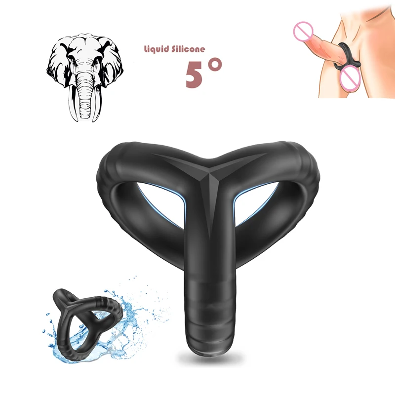 Penis Ring Black Silicone Cock Ring Delay Ejaculation Semen Lock Reusable For Couples Sexshop