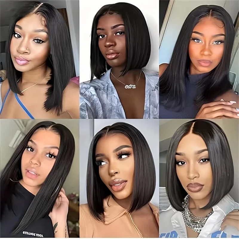 Wear And Go Glueless Bob Wig Human Hair Short Straight Lace Front Wigs Pre Cut Brazilian Hair 4x4 5X5 HD Lace Closure Wig 8