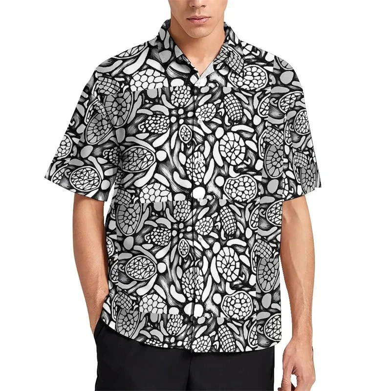 thumbnail image 1 of Blusas hawaianas con estampado 3D de tortugas marinas, camisas de playa con estampado 3D de estrellas de mar y animales para hombre, ropa de vacaciones, camisetas Y2k para hombre, 1 of 5