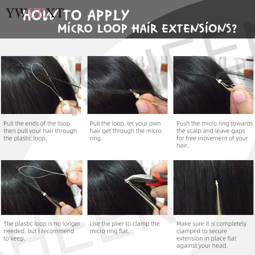 12"-26" Kinky Straight Micro Loop Hair Extensions Natural Black Human Hair Micro Link 50pcs/pack For Black Women