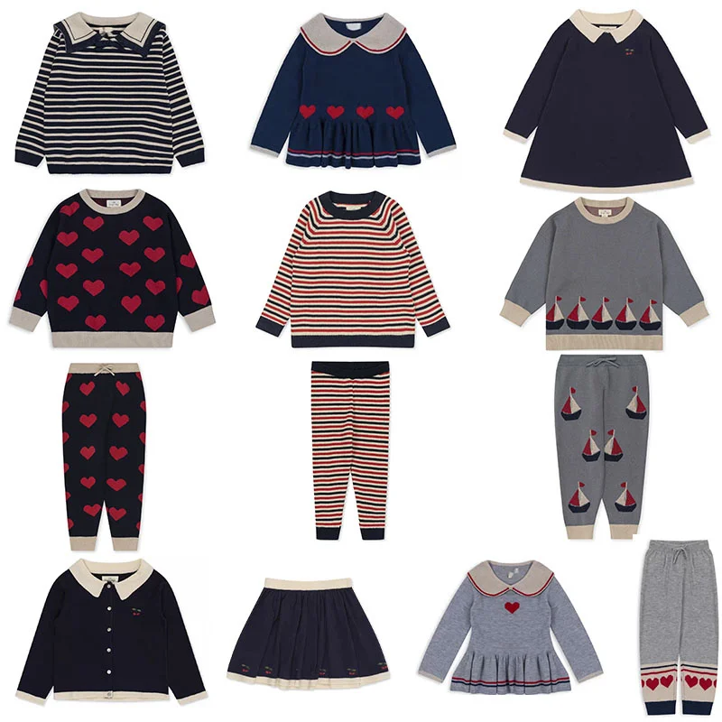 

EnkeliBB предварительная продажа, бренд AW KS, детские вязаные Джемперы для малышей, Свитера с узором в виде сердца, детская дизайнерская зимняя сохраняющая тепло одежда