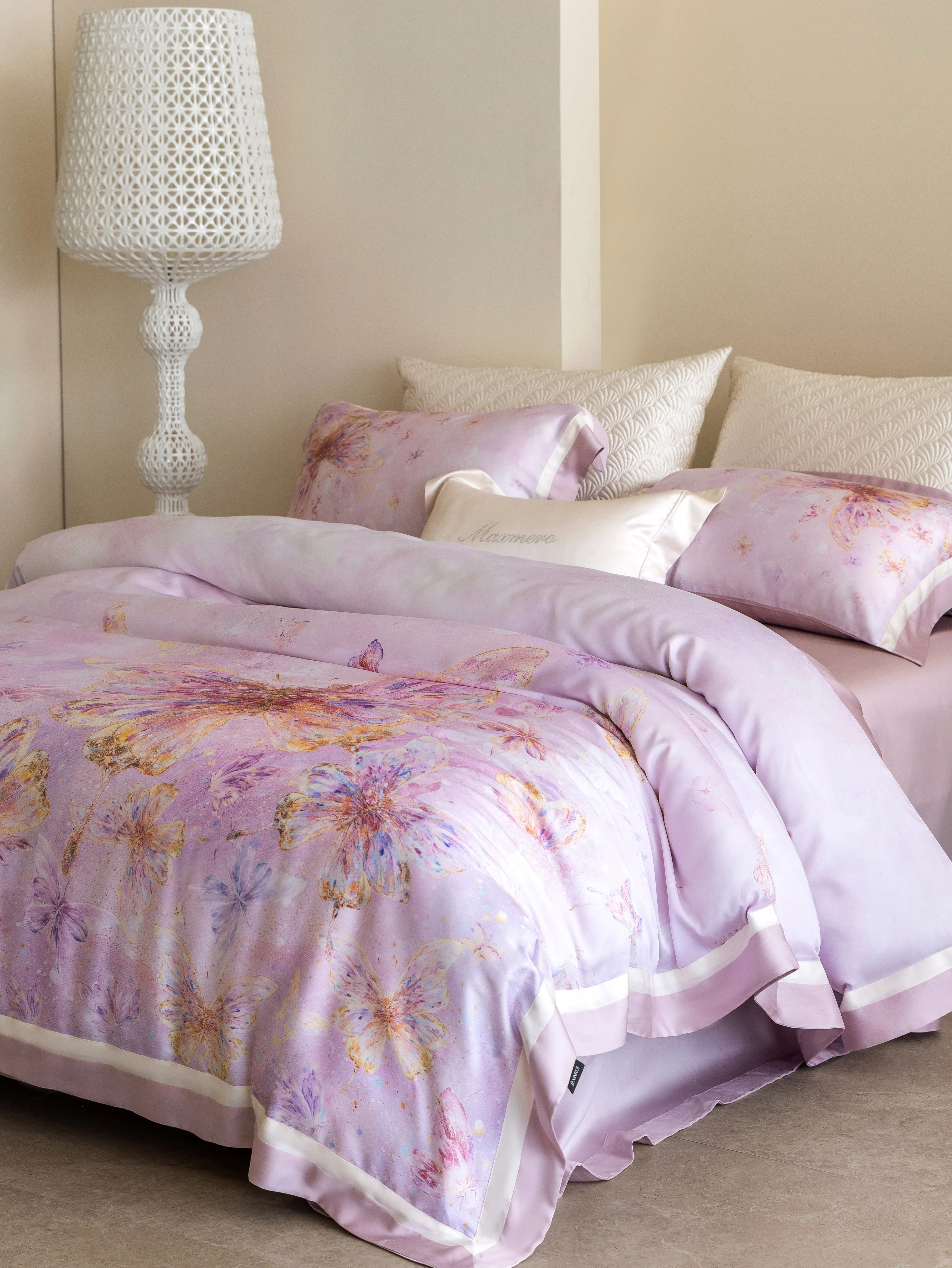 100% Australian Cotton Pink Butterfly Floral Bedding Set Luxury Silky Soft Duvet Cover 4Pcs Bedding Linens King Queen Full Size 4