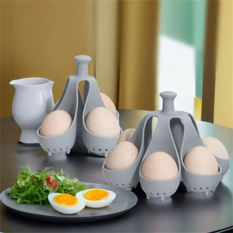 Silicone Egg Steamer Tray with Anti-Scald Handle Boiled Egg Holder Kitchen Accessory for Steamed Eggs Egg Boiler