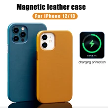 

Original For iPhone 13 Pro Max For Magsaf* Magnetic Wireless Charging Case 12 Mini Leather Animation Case Accessories