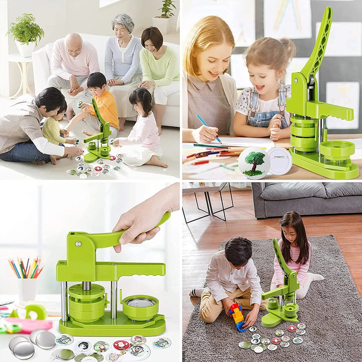 25/32/37/44/58MM Badge Button Maker Machine DIY Badges Maker,Installation-Free Punch Press Maker Machine, Button Making Artworks