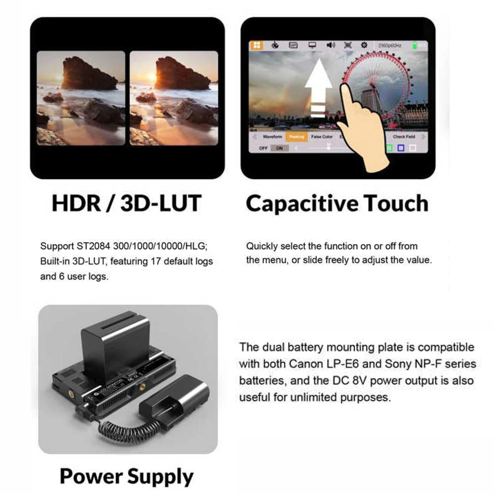 LILLIPUT T5U HD 5 Inch 4K Monitor Touch Screen HDMI-compatibl On-Camera Director External Output to USB for Live Streaming Video
