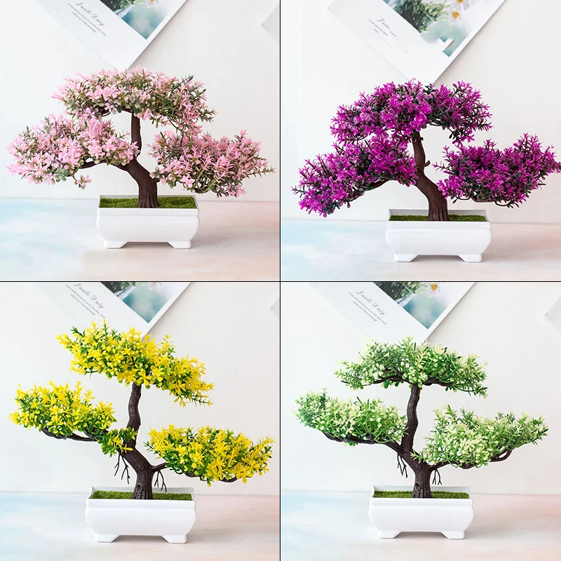 Lush Decorative Bonsai with Potted Blossoms