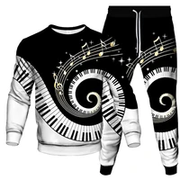 Musical Symbol Piano Violin Fader Audio Mixer Print Men Women Tracksuit Sweatshirt Jogging Pants 2 Piece Set Man Clothing Suit 1