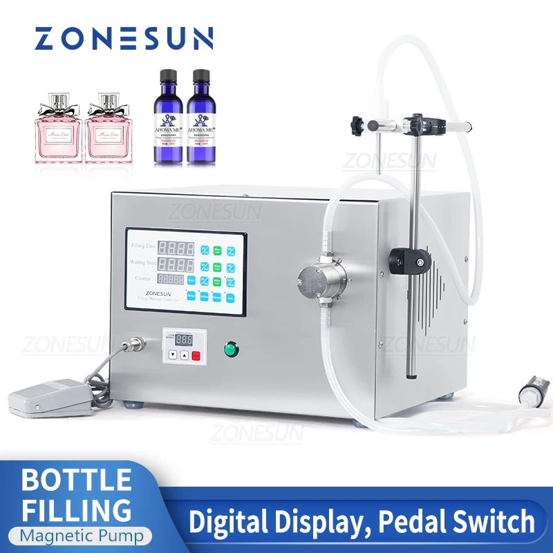 ZONESUN Bottle Filling Machine Magnetic Pump Mineral Water Essential Fluid Quantitative Filler 6L Packing Production ZS-YTMP1S commercial ro drinking water treatment system mineral water purification machine for school