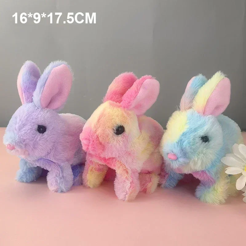 Plush Toys Electronic Pet Rabbit Toy Simulation Electric Toy Cartoon Small Solid Color Plush Electric Rabbit Walk And Nod Animal Doll Toy Men And Women Child