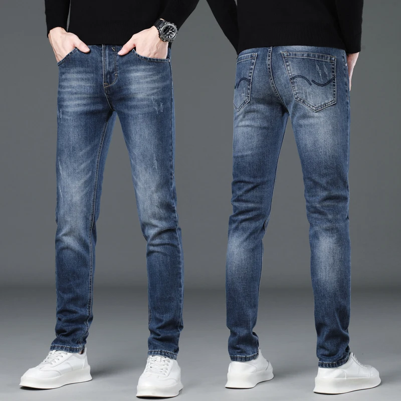 

New Luxury High end and Magnificent Men's Elastic Small Straight Leg Jeans