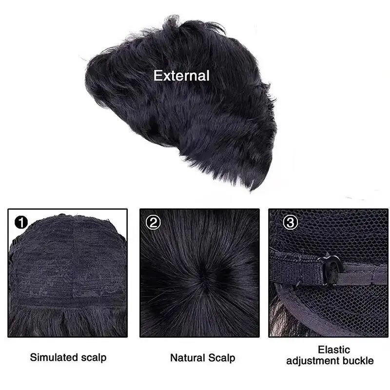 Short Straight Wig synthetic wig Black Fashion For Male Women Boy Cosplay Costume Heat Resistant Fiber Synthetic Wigs Hair Wigs For Man Daily