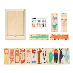 Montessori Wooden Animal Puzzle Set with Storage Box - Educational Kids Puzzle Toys for Fine Motor Skills Development (12pc Animal Sets)