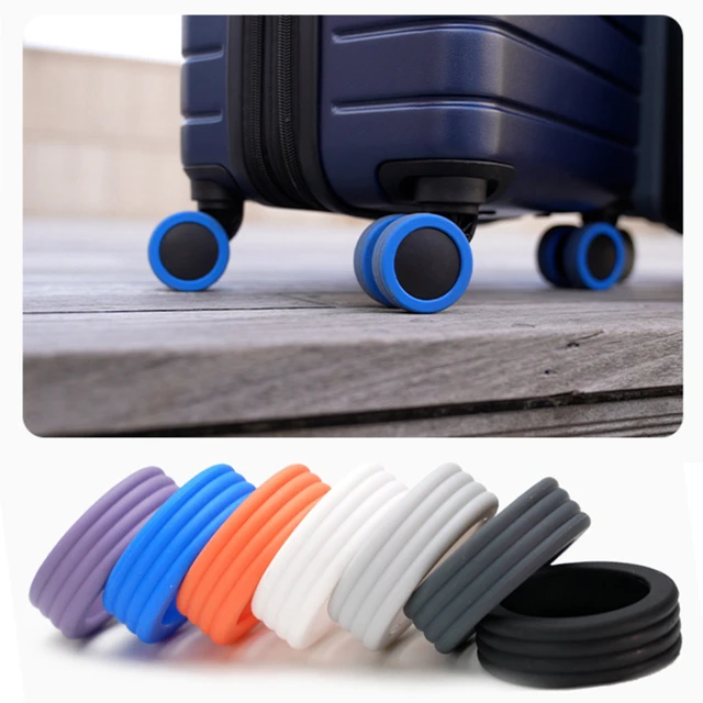 Protector de ruedas de silicona para equipaje, 8 piezas, reducción