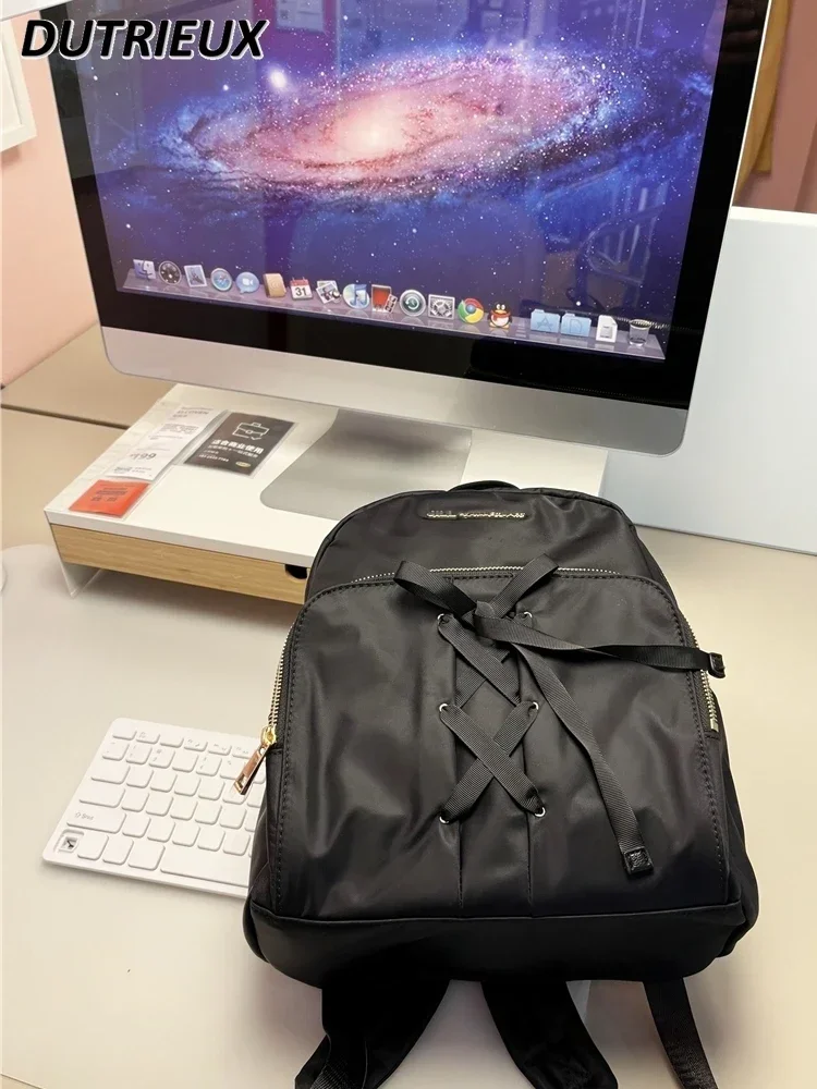 Women's Backpack Waterproof Bow Light Luxury Strap Nylon Oxford Cloth Commuter Backpacks Fashion Casual Computer Bag Femme