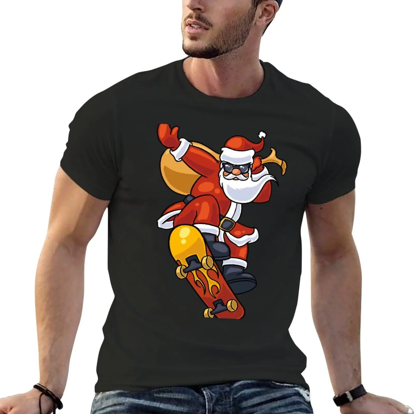 

Christmas skateboardingsanta T-Shirt boys white t shirts t-shirts man mens cotton t shirts