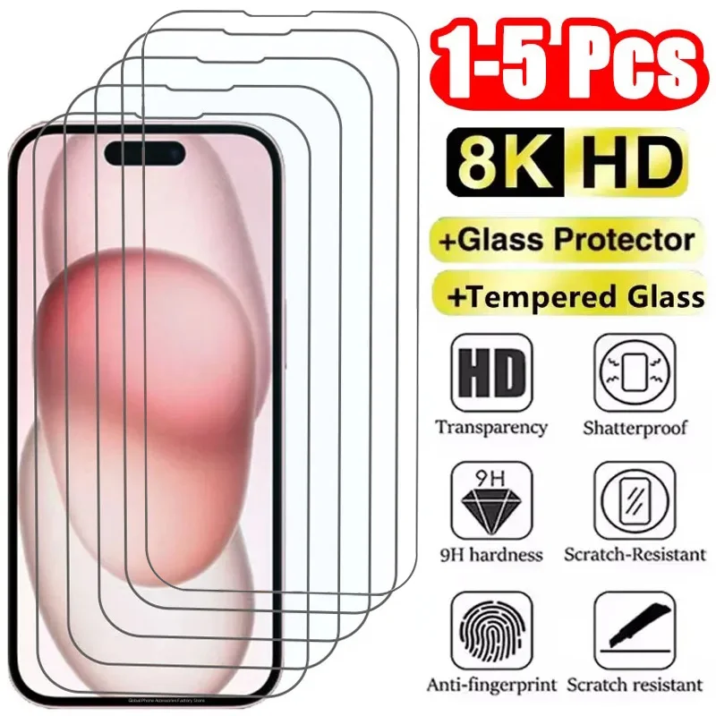 強化ガラススクリーンプロテクター 1.5枚入り iPhone X XS XR 11 12 13 14 15 16 17 Pro Max Mini Plus SE 第3世代モデル対応