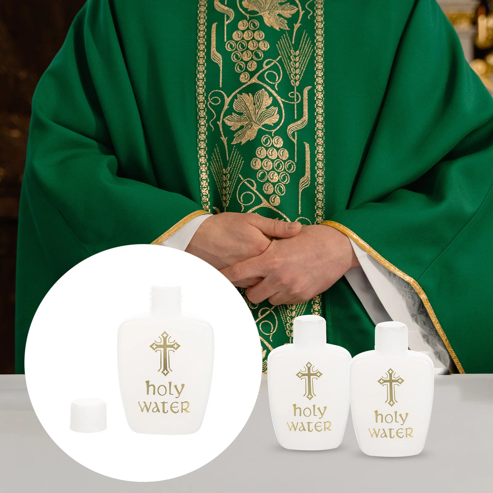 60ml 100ml Empty Holy Water Jesus Bottle Religious Bottle Christian Baptism Supplies Refillable Portable Packaging