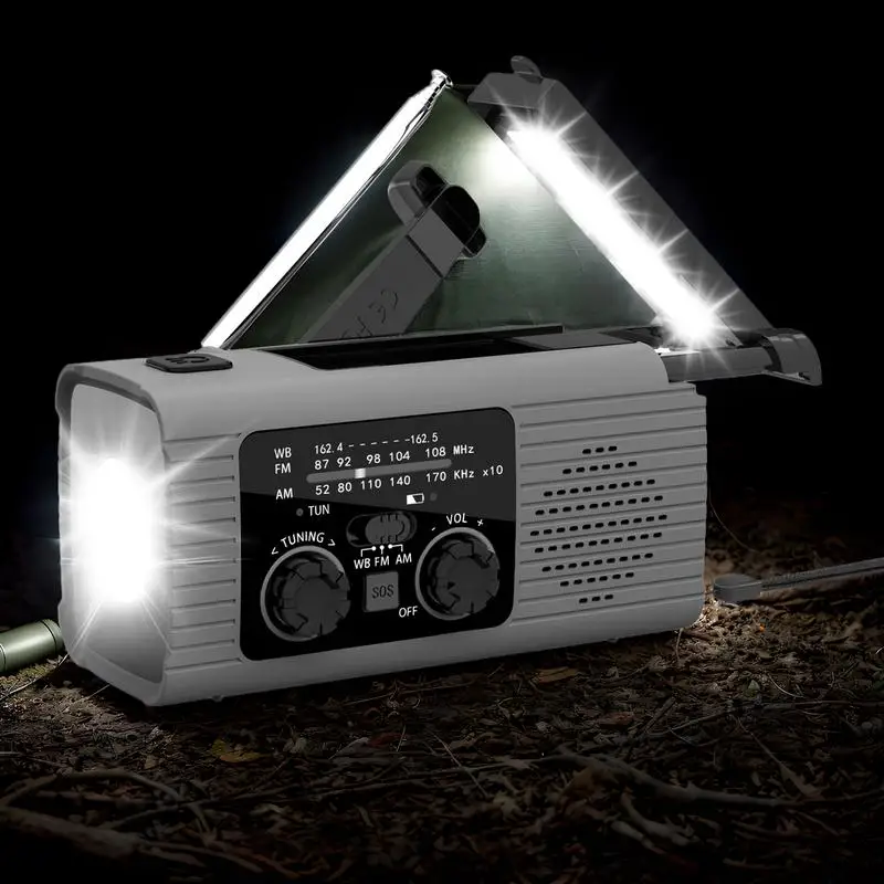 Portable Solar Radio Flashlight Hand Crank Weather Radio AM/FM/NOAA Radio Crank Radios 3 Way Charging Survival Radio For Camping
