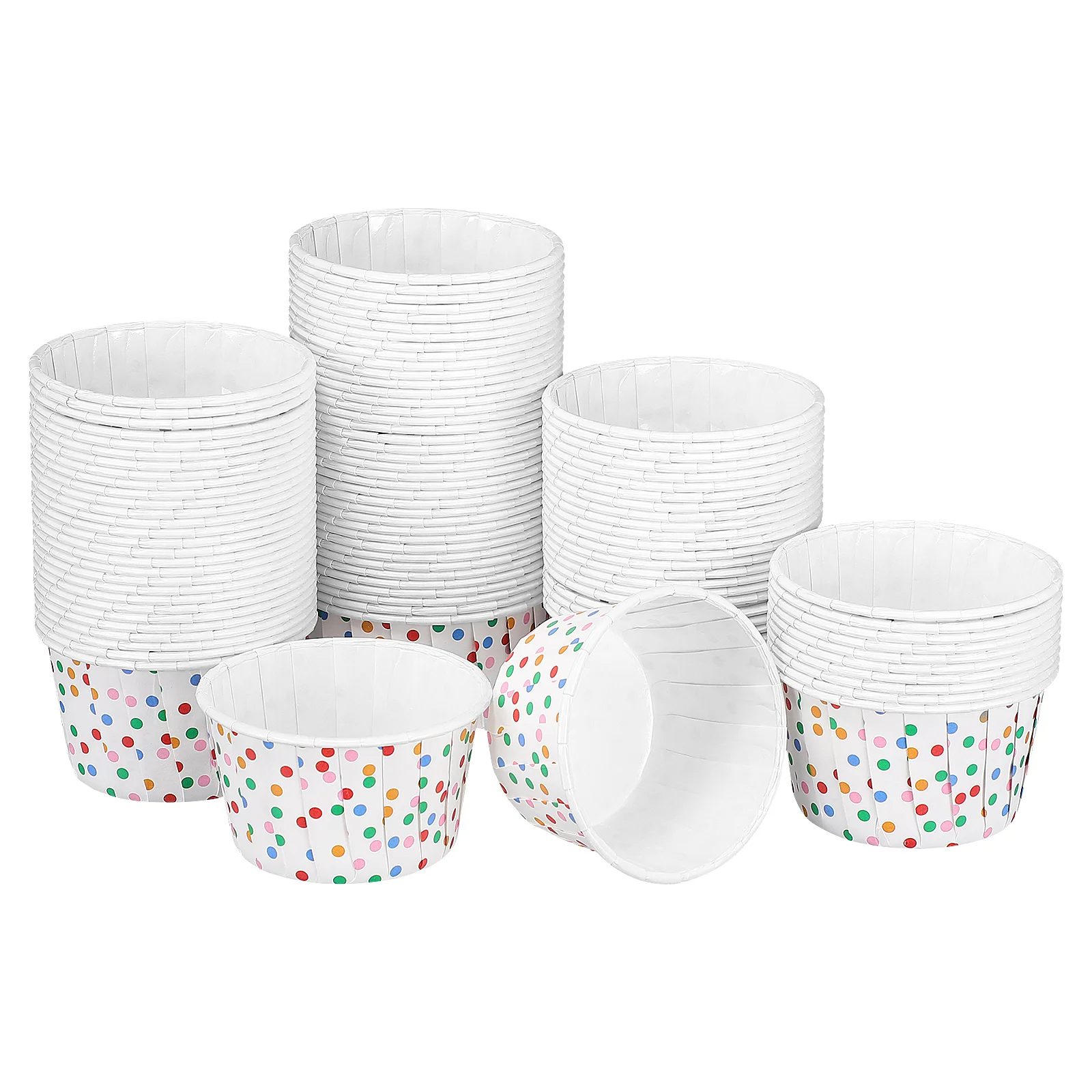 

Cabilock 100pcs Dot Paper Treat Cups Disposable Dessert Bowls for Sundae Cake Ice Cream