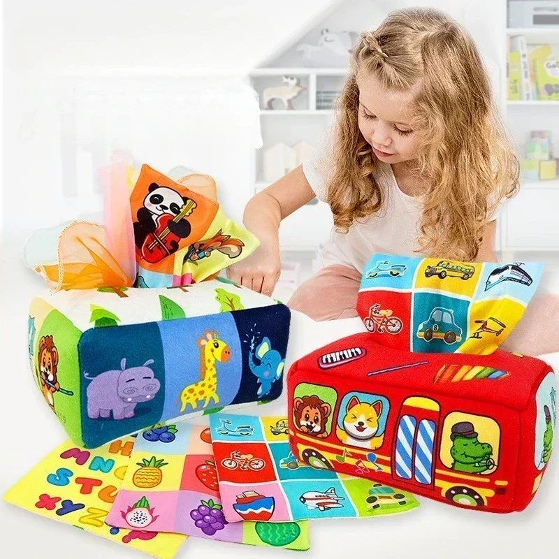Baby Draw Paper Towel Tearing Tissue Box Baby Puzzle Early Education Montessori Children Cloth Toys Sensory Gift Montessori Toys