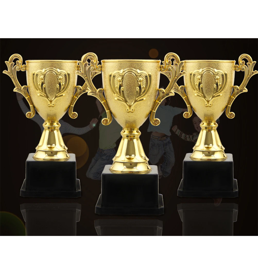 1PC 14.3cm Plastic Kids Kids Baseballs Sports Competitions Award Winner Trophy Football with Base for School