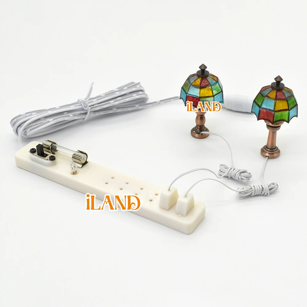 Doll Accessories iLAND Dollhouse Voltage Converter Socket Dc 12v EU Universal Plug Adapter Miniature Lamp Light