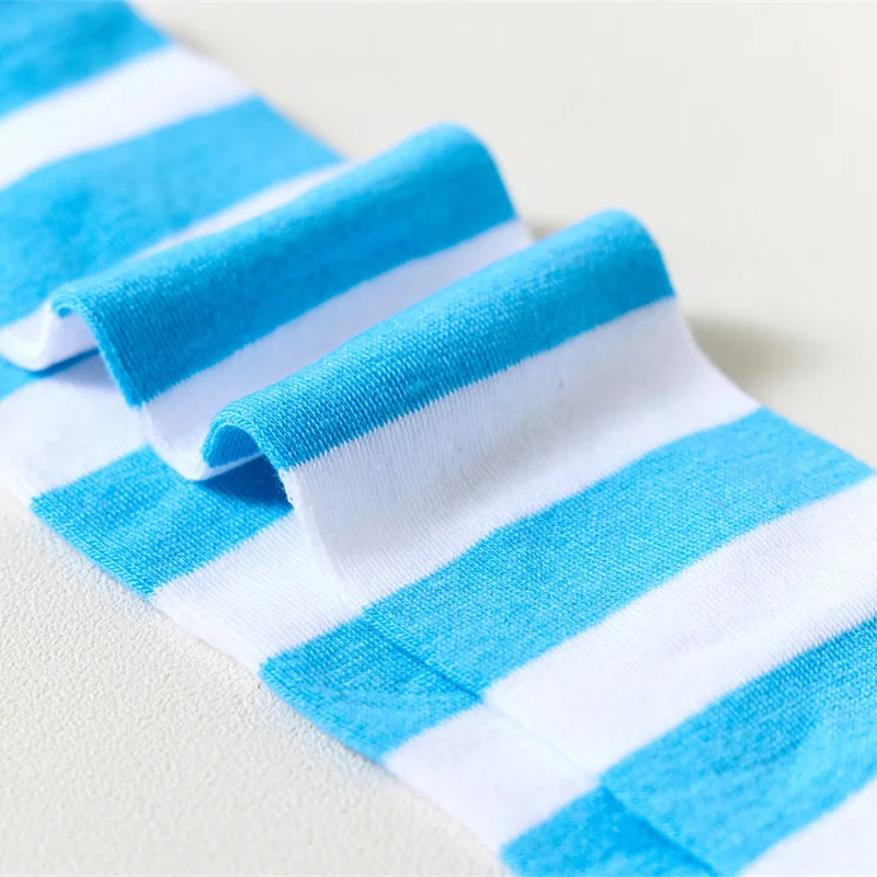 Lolita JK Damen Lange Socken Schwarz/Blau/Rosa Gestreift Kniehohe Anime Socken Cosplay Sexy Strickstrümpfe Für Mädchen – Detail 6