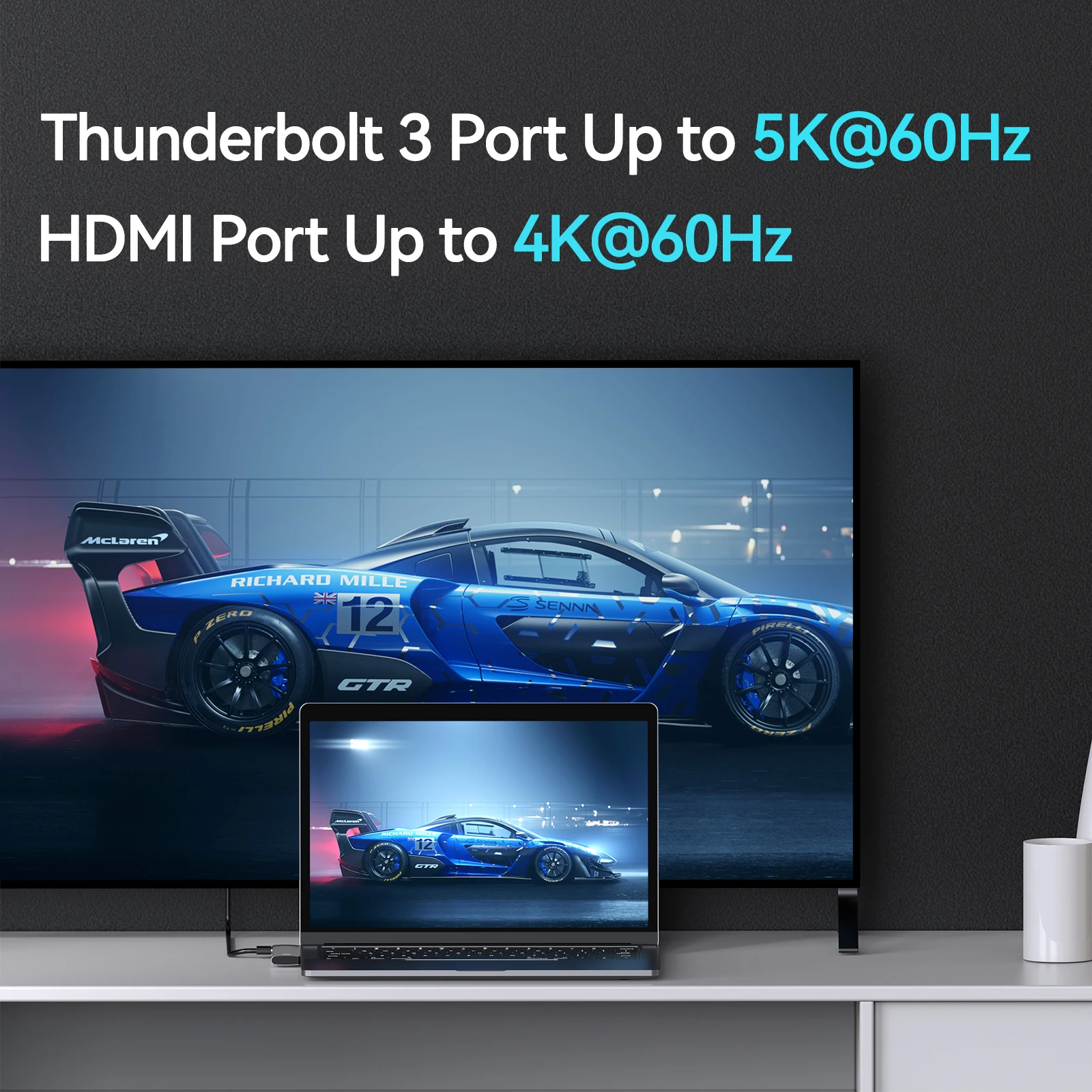 MOKiN USB 3.0 C타입 어댑터, 맥북 프로 에어용 도킹 스테이션, PC 액세서리, USB 허브, 4K, 30Hz, HDMI, Thunderbolt3, 5Gbps