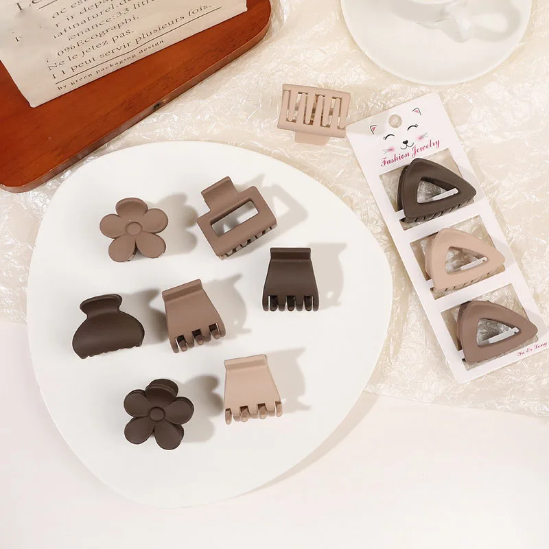 3 teile/satz neue Morandi Farbe Haar Kralle für Frauen Blume Haars pange Dame kleine Haarnadel Mädchen Haars pange hohe Pferdes chwanz Clip Kopfschmuck – Detail 3