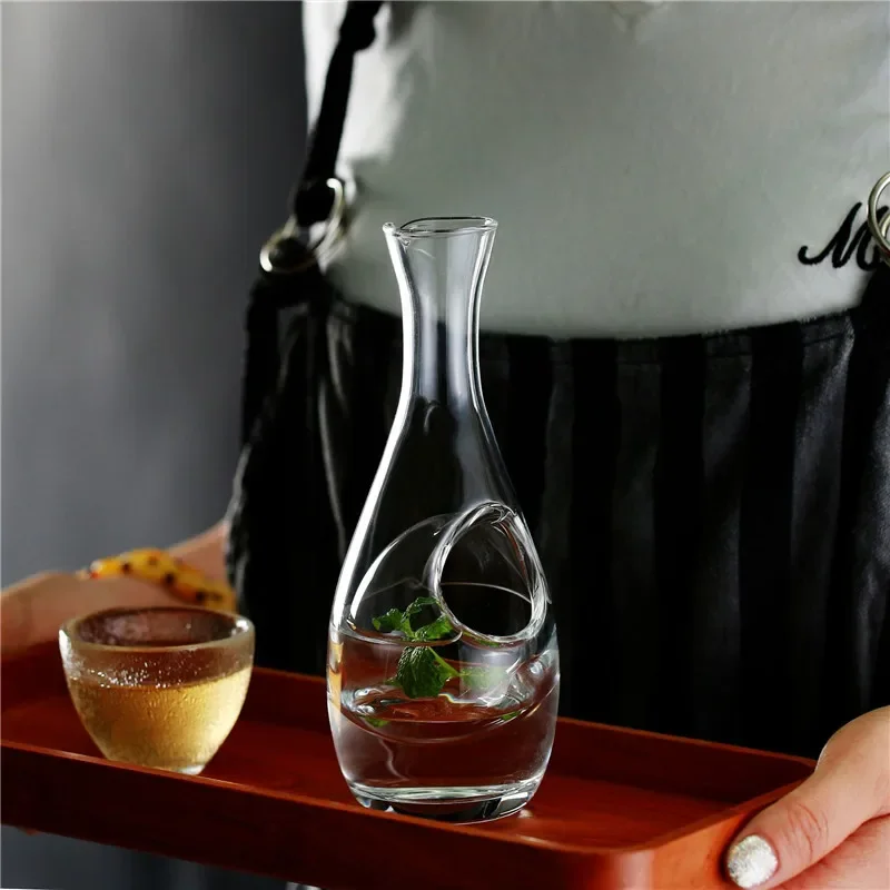 Description Picture 4 of itemJapan Crystal Ice Flask Glass Wine Bottle Hamster Nest Cooling Room Hole Sake Glass Beer Cooler Wine Dispenser Carafe Decanter