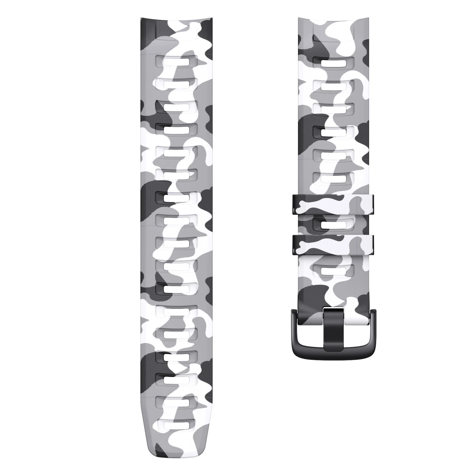 Camouflage Silicone Watch Strap - 22mm Adjustable Replacement Wristband
