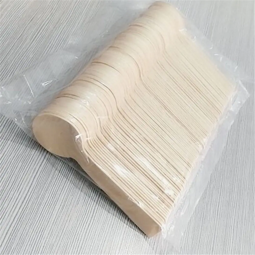 100pcs Mini Disposable Wooden Spoon Ice Cream Western Wedding Party Tableware Dessert Scoop