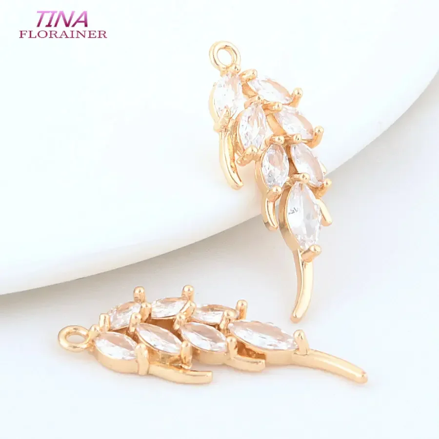 12*32mm 14 Karat Gold Farbe Messing blatt Blätter Charms Anhänger Halskette Ohrringe Schmuck Herstellung liefert Zubehör