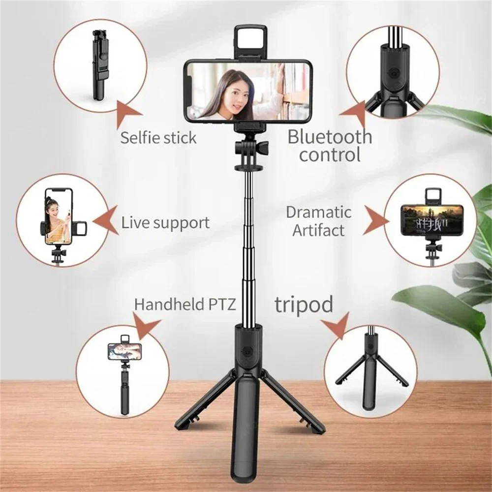 Wireless Selfie Stick Bluetooth For IOS Android Phone Retractable Portable Multifunctional Tripod With Wireless Remote Shutter