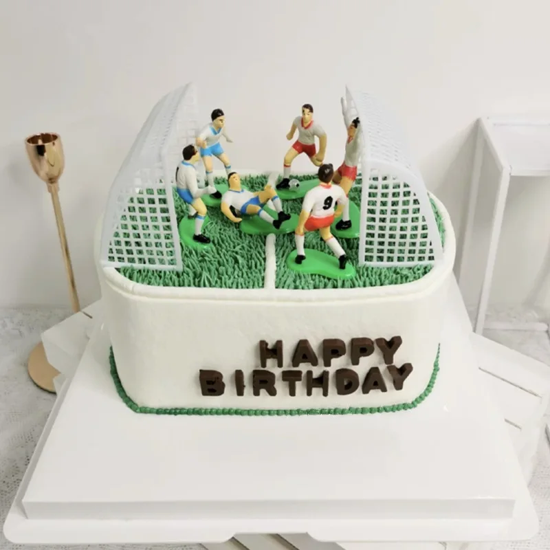 Cake Topper 9pcs/set Football Boy Soccer Field Players Doll for Cupcake Happy Birthday Party Decor Sports Kids Boy