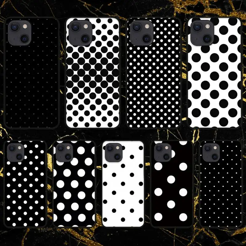 Custodia Per Telefono A Pois In Bianco E Nero Per Iphone 11 12 Mini 13 14 Pro Xs Max X 8 7 6S Plus 5 Se Xr Shell