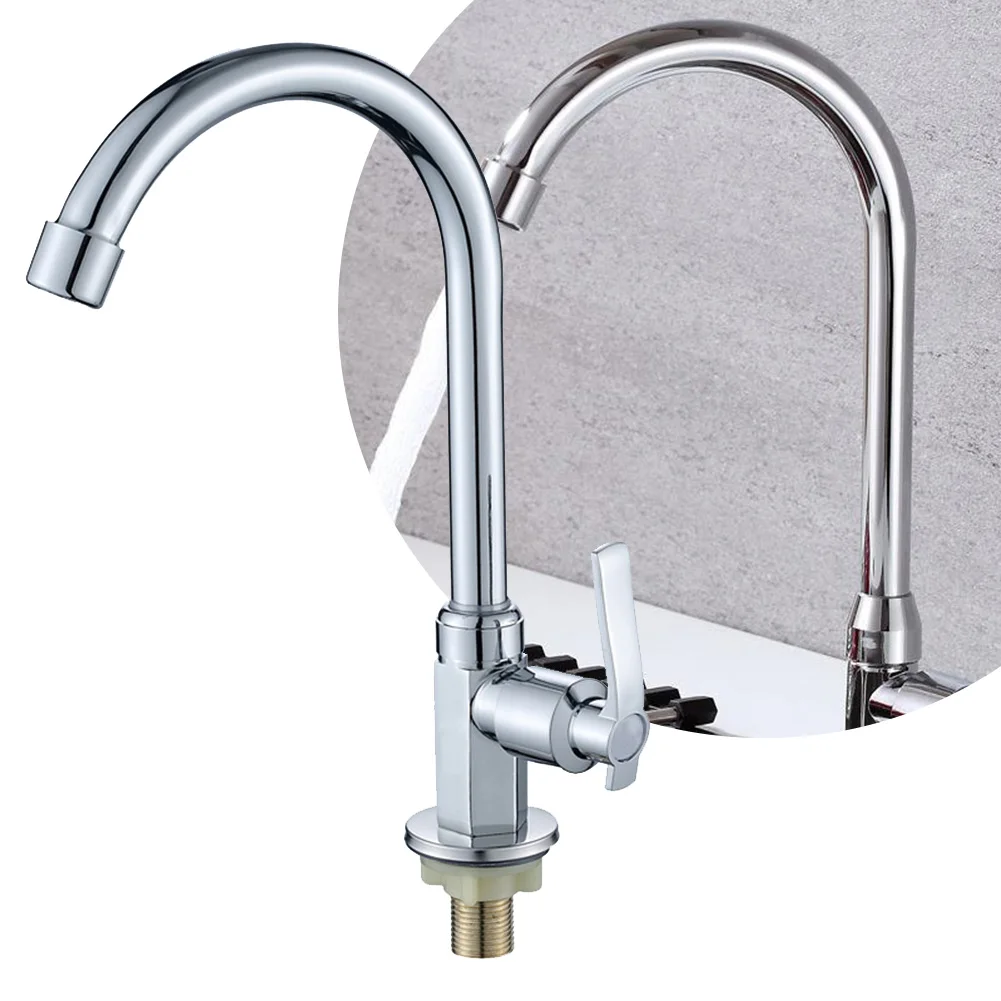 Kitchen Faucets 1pc Kitchen Faucet Ziny Alloy Single Cold Water Sink Single Handle Swivel For Bathroom