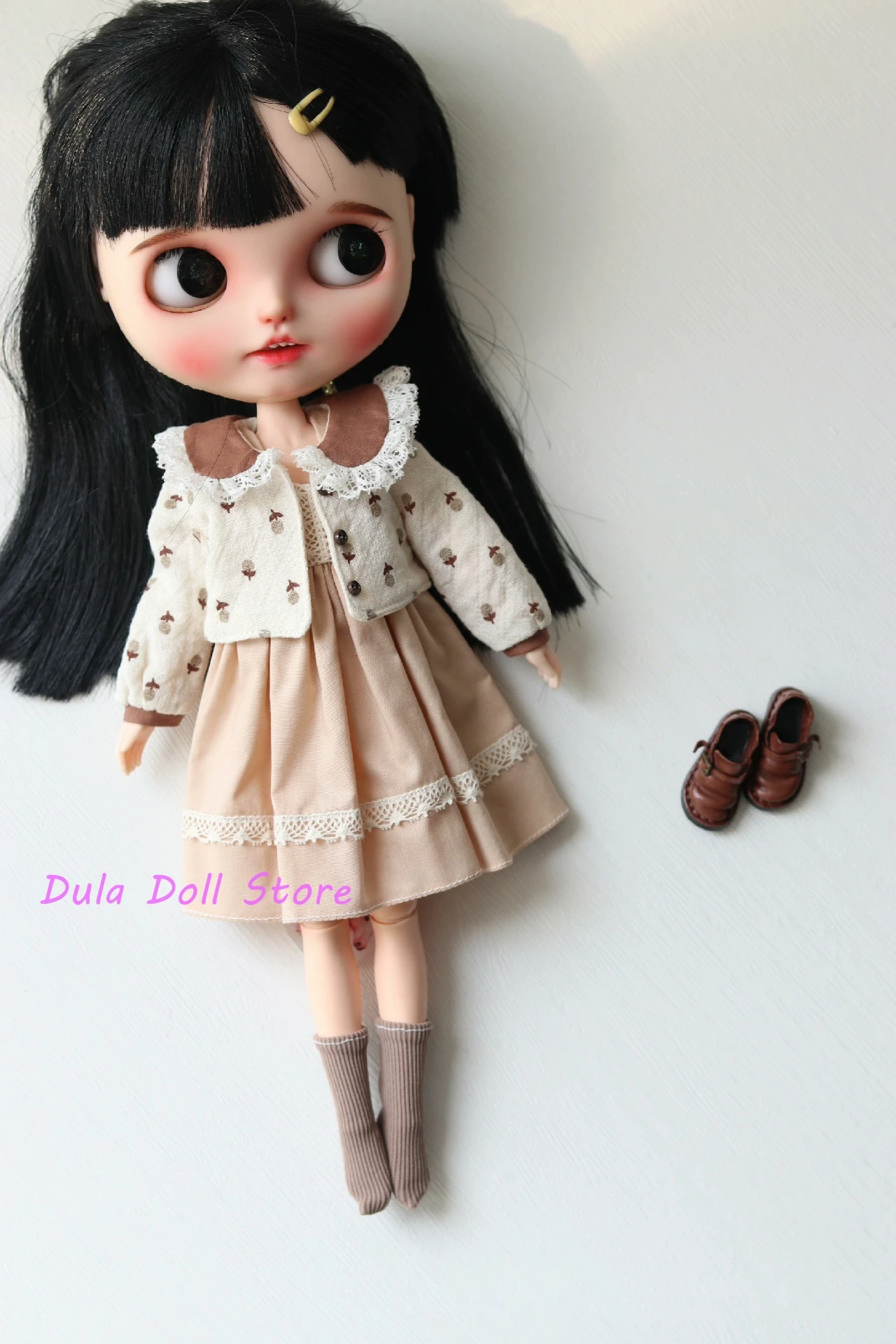 

Dula Doll Clothes Dress Pine cone brown coat skirt Blythe Qbaby ob24 ob22 ob11 Azone Licca ICY JerryB 1/6 Bjd Doll Accessories