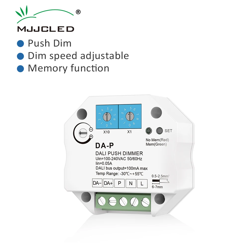 

DALI Push LED Dimmer 110v 220v 240v with Memory Function for DALI Driver or Ballasts Dimming Speed Adjustable Dimmer
