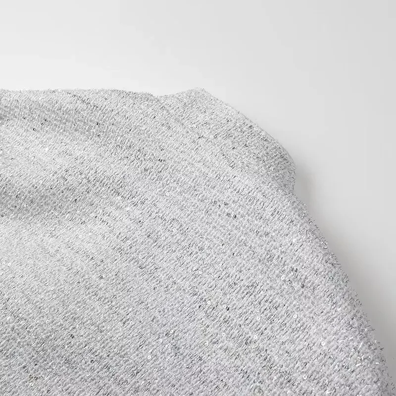 Sdefb35274a484846a6ed42ea748ef700z Women's Sequined Bomber Jacket Fall New Round Neck Long Sleeve Pocket Stretch Hem Sequins Jacket Coat Female Chic Outerwear Mallzona