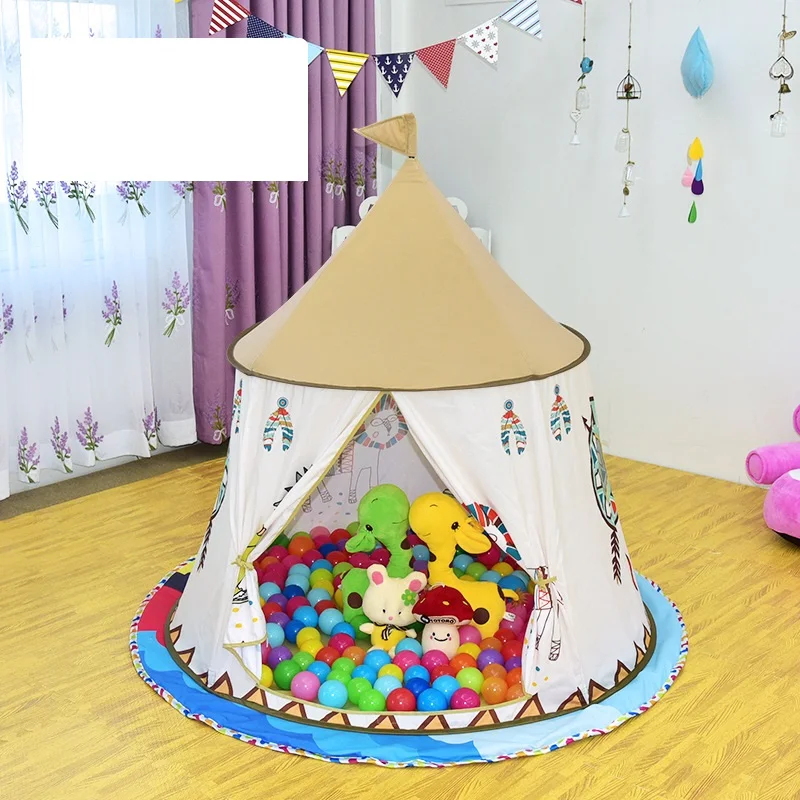Kid Tent House Portable Princess Castle 123*116cm Indian Lion Children Teepee Tent Play Fence Baby Birthday Gift Play Game House 3