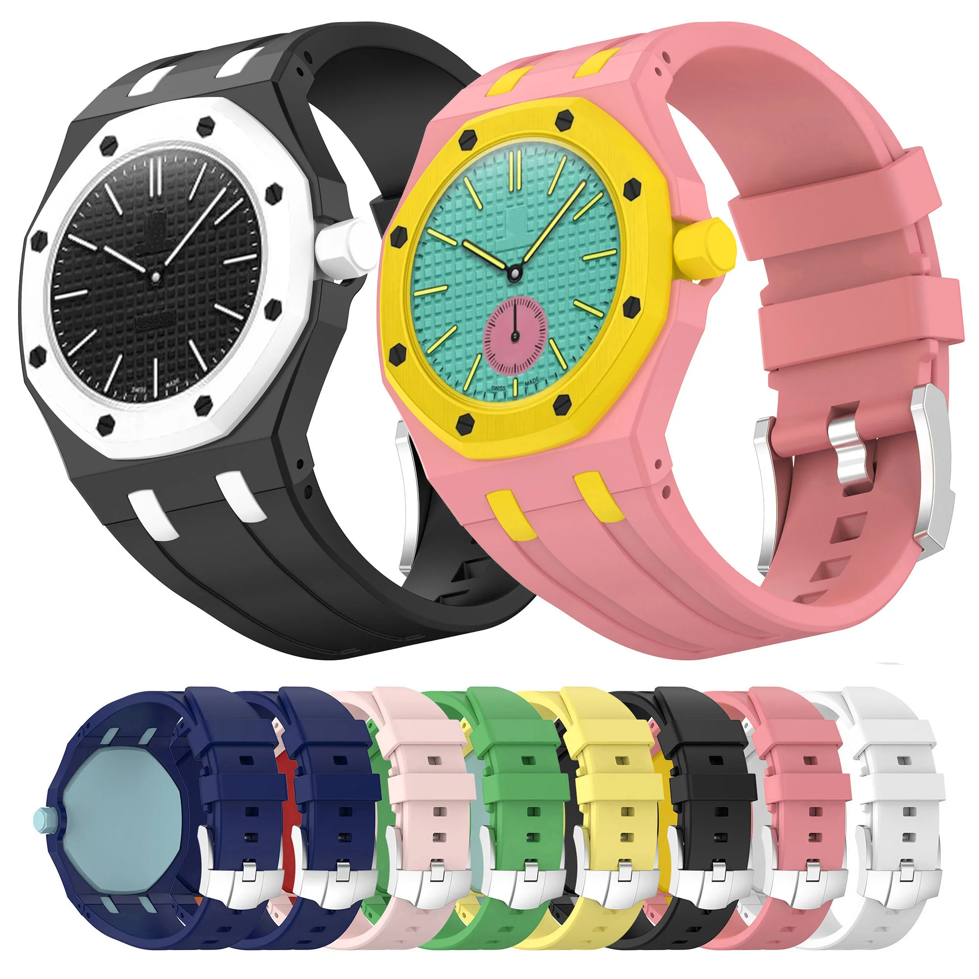 Silicone Strap with Integrated Watch Band and PC Case Accessories