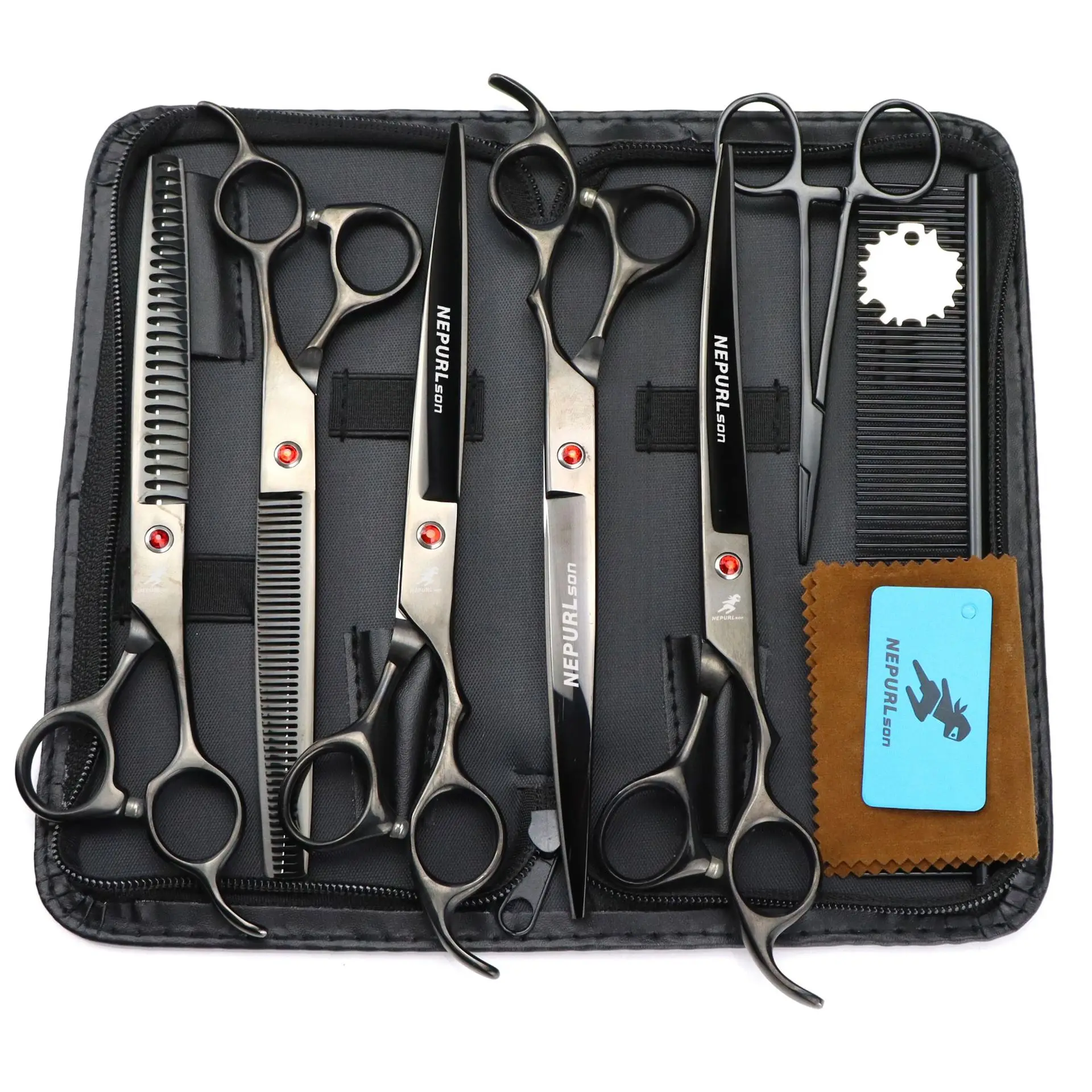8 Inch Professional Pet Grooming Scissors Kits Dog Scissors Set Straight&Thinning&Curved Dog