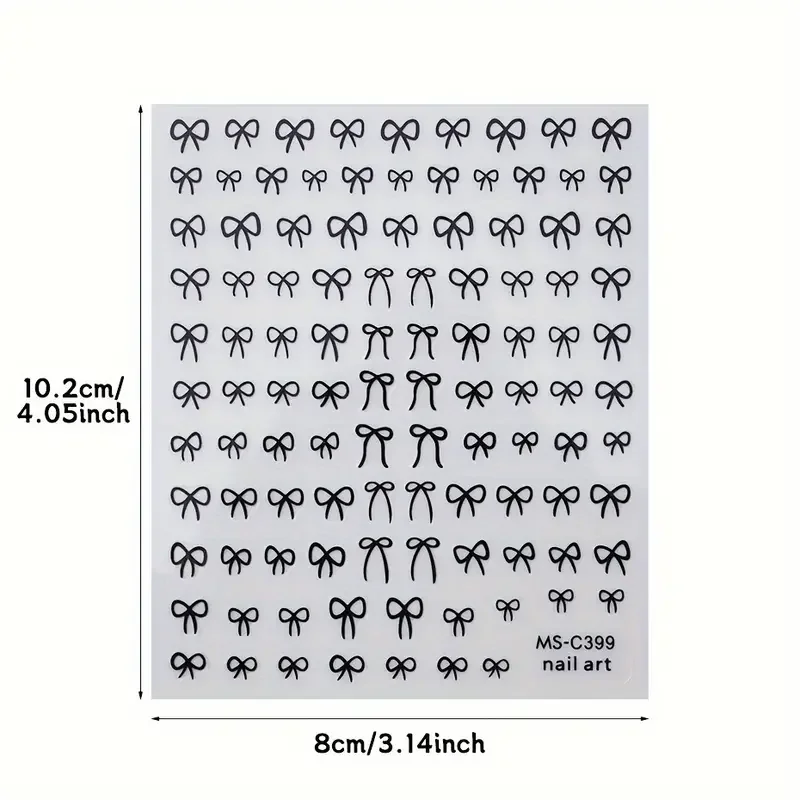 1/2pcs Black White Pink Mini Bowknot Design Nail Art Sticker Self Adhesive Lace Ribbons Bow Butterfly Decals Nail Art Decoration 5