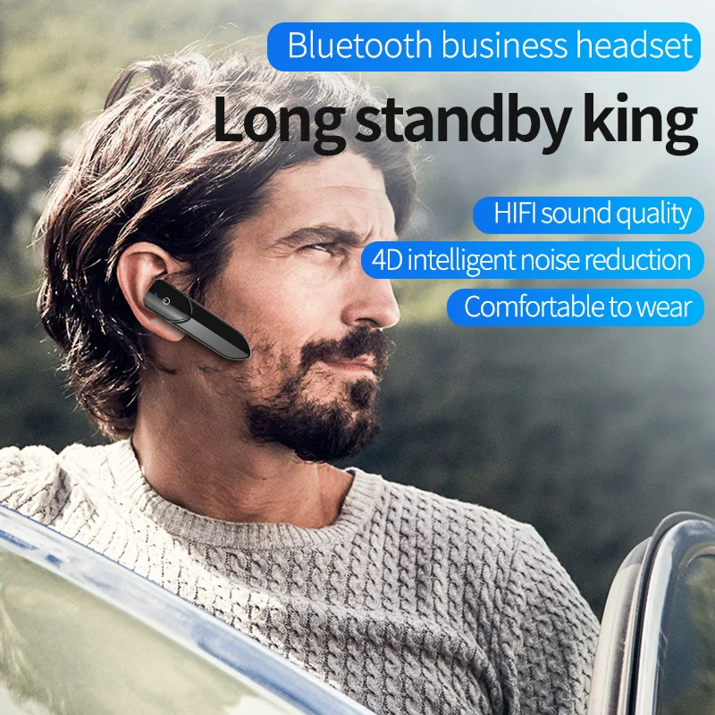 V19 Wireless Bluetooth Earphones Business Hands Free Long Standby V5.1 Earphones Waterproof Sport Headset 4