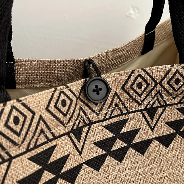 Retro Etnikai Vászon Kézitáska Nő Nagy Kapacitású Válltáska Strandzsák - Image 5